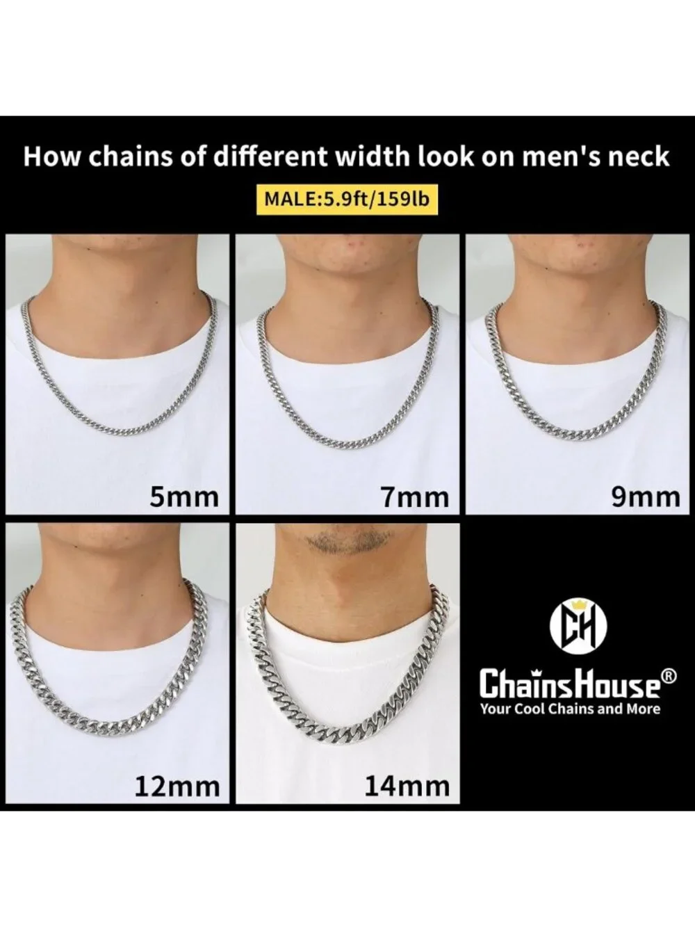 Stylish Cuban Link Chain Necklace for Men - Waterproof Stainless Steel Jewelry